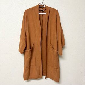 Milla Greece Womens Burnt Orange Open Front Pocket Cardigan Coat Size O/S